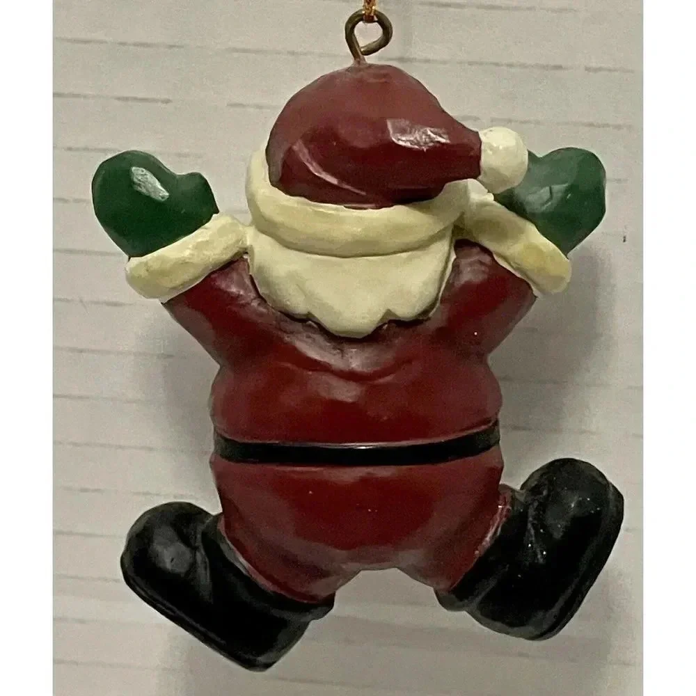 Santa Claus Christmas‎ Ornament Open Arms and Green Gloves Red Hat 3 Inch